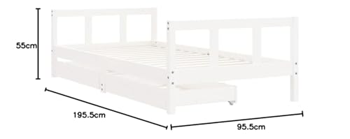Genérico Estructura de Cama Infantil con cajones Madera White 90x190 cm,wenjingqi-834418