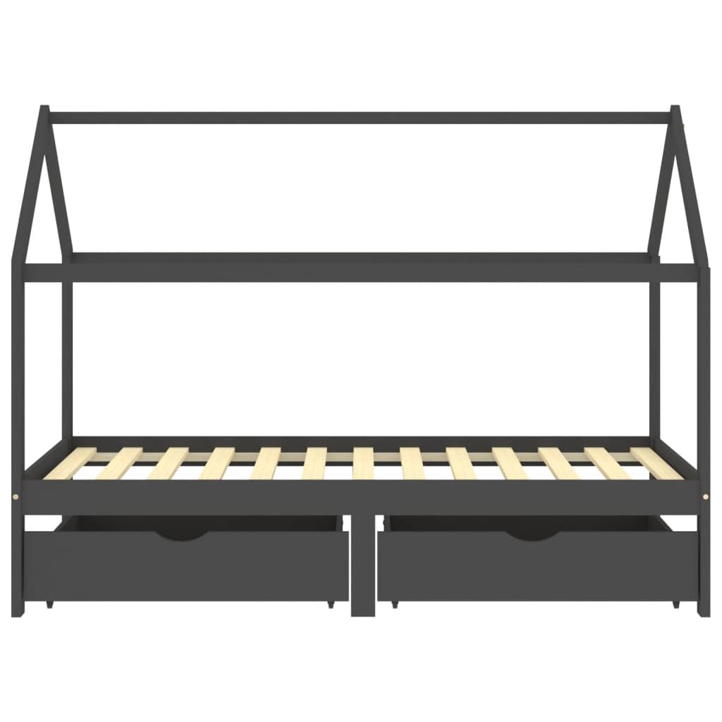 Genérico Estructura de Cama Infantil y cajones Madera Pino Gris 90x200cm,wenjingqi-322144