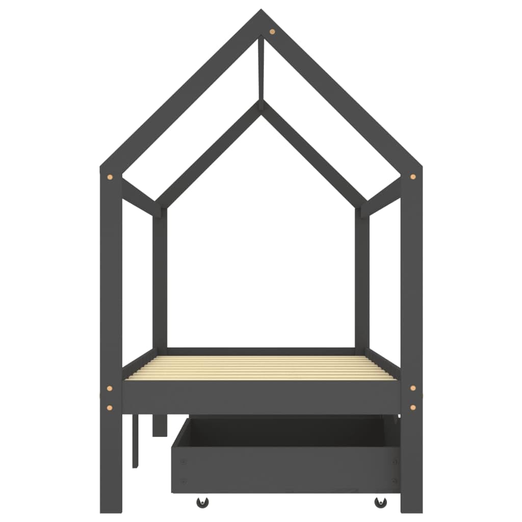 Genérico Estructura de Cama Infantil y cajones Madera Pino Gris 90x200cm,wenjingqi-322144