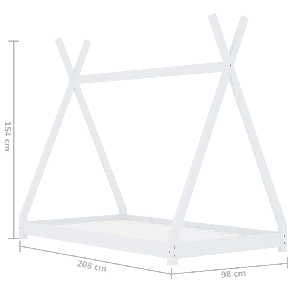 Genérico Estructura de Cama Infantil Madera Maciza Pino Blanca 90x200 cm,wenjingqi-283360
