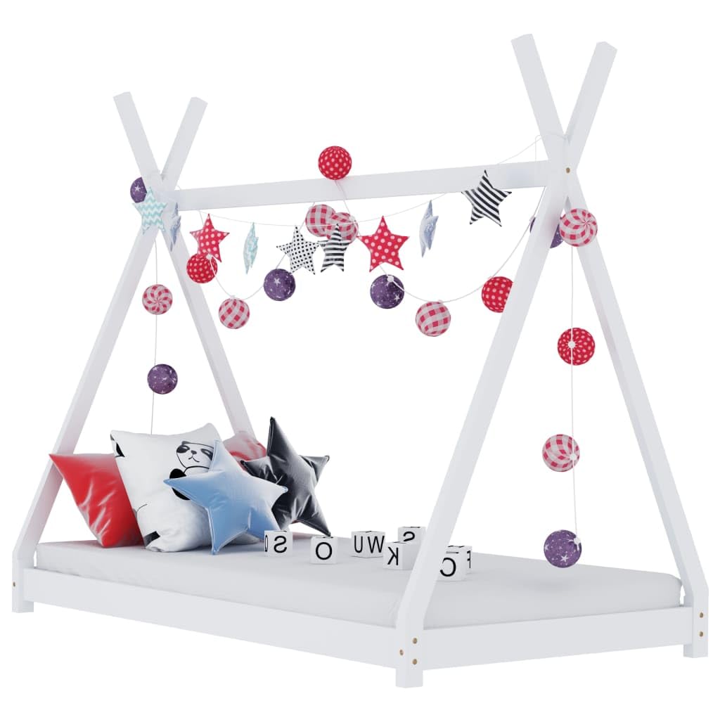 Genérico Estructura de Cama Infantil Madera Maciza Pino Blanca 90x200 cm,wenjingqi-283360