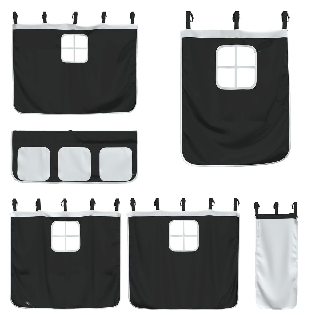Generico Kangqiling3309089 - Cama alta infantil con cortinas y color negro, 90 x 190 cm, pino
