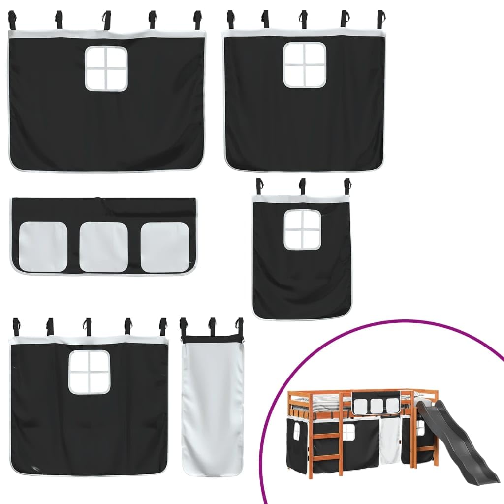 Generico Kangqiling3309089 - Cama alta infantil con cortinas y color negro, 90 x 190 cm, pino