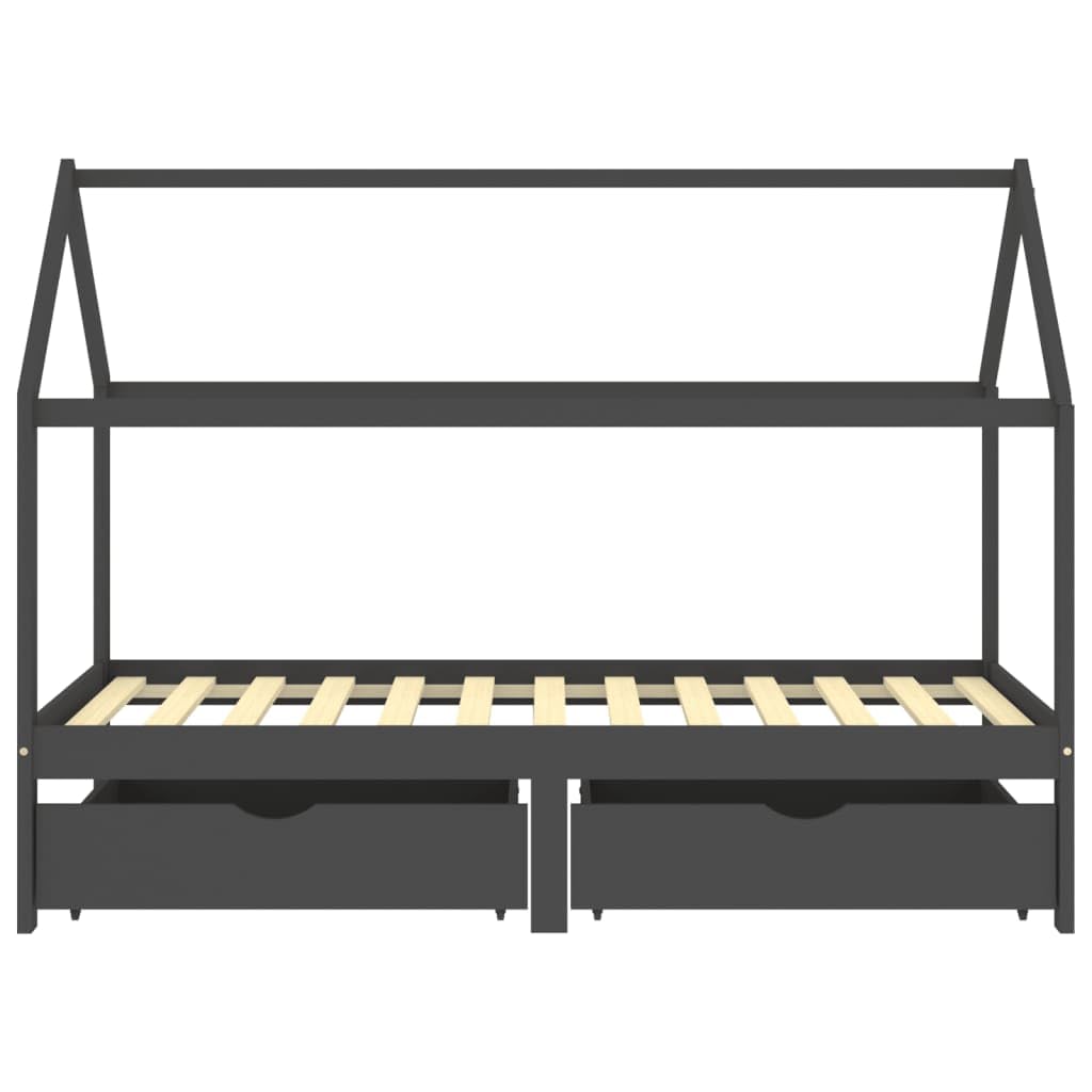 Genérico Estructura de Cama Infantil y cajones Madera Pino Gris 90x200cm,wenjingqi-322144