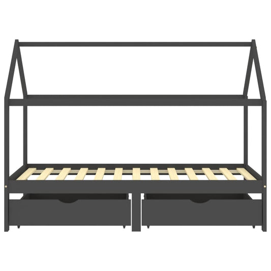 Genérico Estructura de Cama Infantil y cajones Madera Pino Gris 90x200cm,wenjingqi-322144