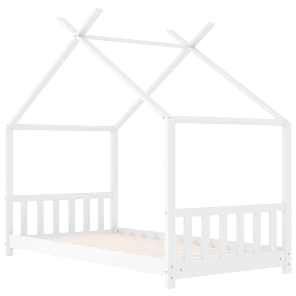 Genérico Estructura de Cama Infantil Madera Maciza Pino White 70x140 cm,wenjingqi-283367