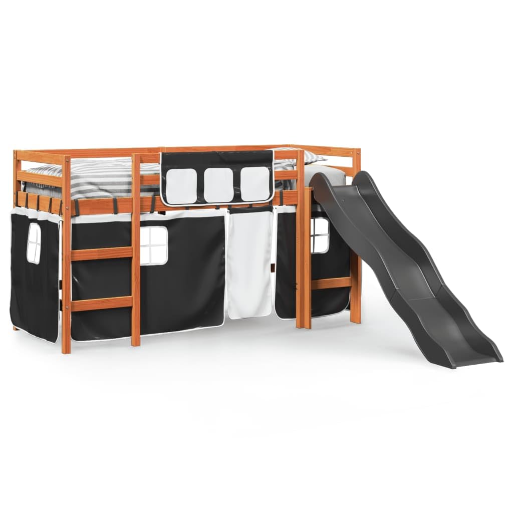 Generico Kangqiling3309089 - Cama alta infantil con cortinas y color negro, 90 x 190 cm, pino