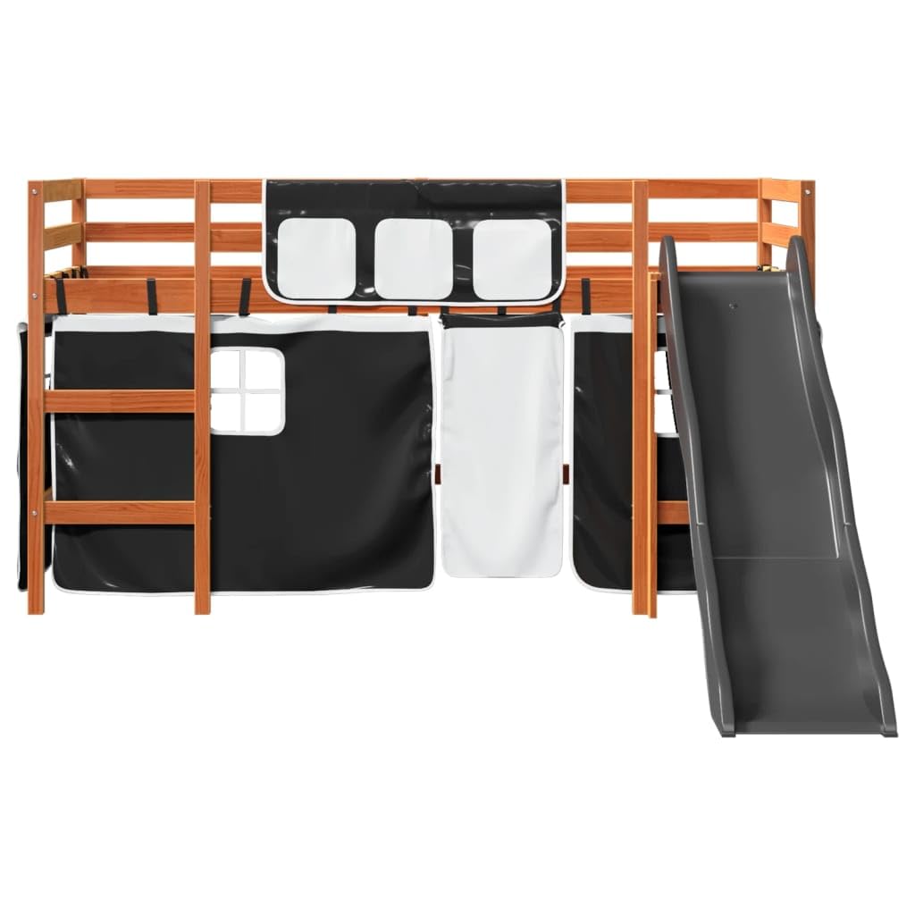 Generico Kangqiling3309089 - Cama alta infantil con cortinas y color negro, 90 x 190 cm, pino