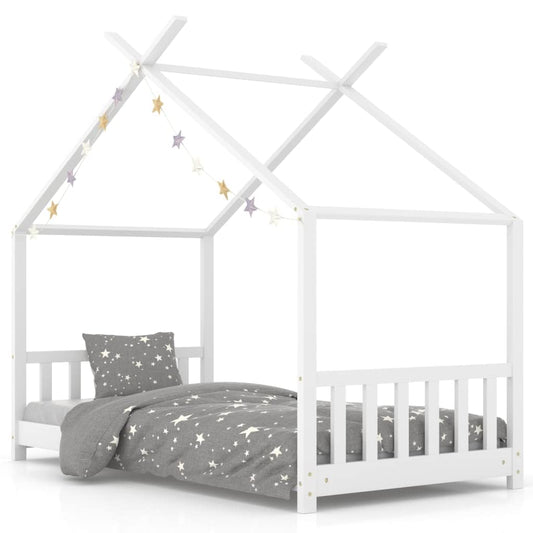 Genérico Estructura de Cama Infantil Madera Maciza Pino White 70x140 cm,wenjingqi-283367