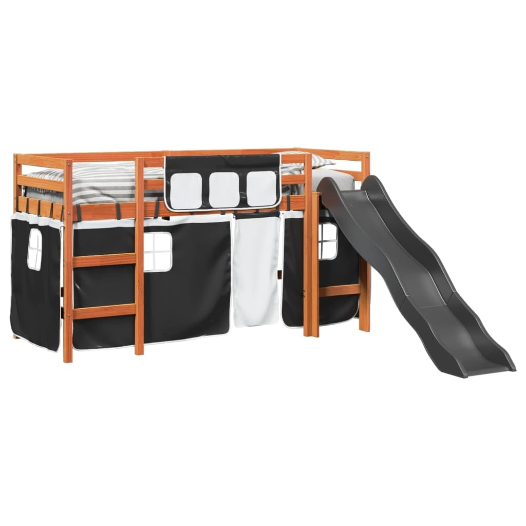 Generico Kangqiling3309089 - Cama alta infantil con cortinas y color negro, 90 x 190 cm, pino