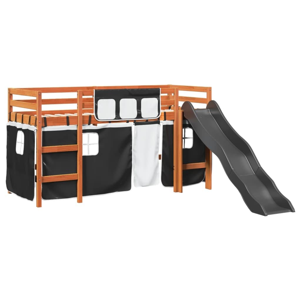 Generico Kangqiling3309089 - Cama alta infantil con cortinas y color negro, 90 x 190 cm, pino