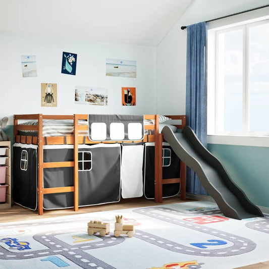 Generico Kangqiling3309089 - Cama alta infantil con cortinas y color negro, 90 x 190 cm, pino