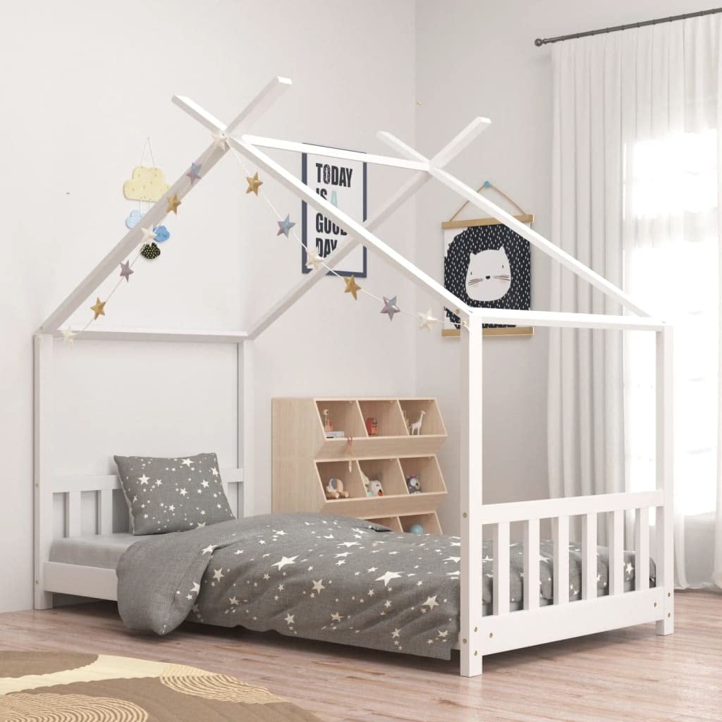 Genérico Estructura de Cama Infantil Madera Maciza Pino White 70x140 cm,wenjingqi-283367