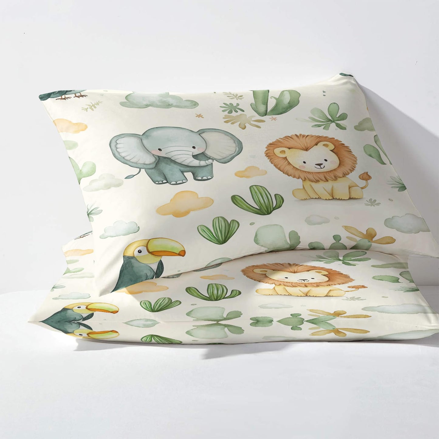 Genérico Funda Nordica Cama 105 Niños Animales Safari, Funda Edredon 200x200 y 2 Fundas de Almohada 50x75, Juego de Ropa de Cama de 3 Piezas Microfibra Suave con Cremallera AXab10